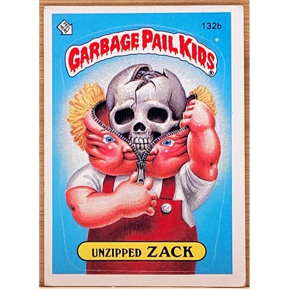 1986 TOPPS GARBAGE PAIL KIDS UNZIPPED ZACK 132B WHITE‎ DOT ERROR